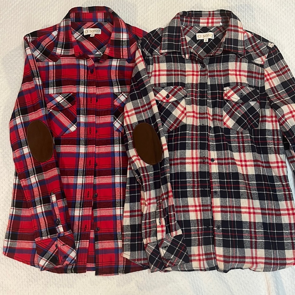 Two Flannels W/ Elbow Pads